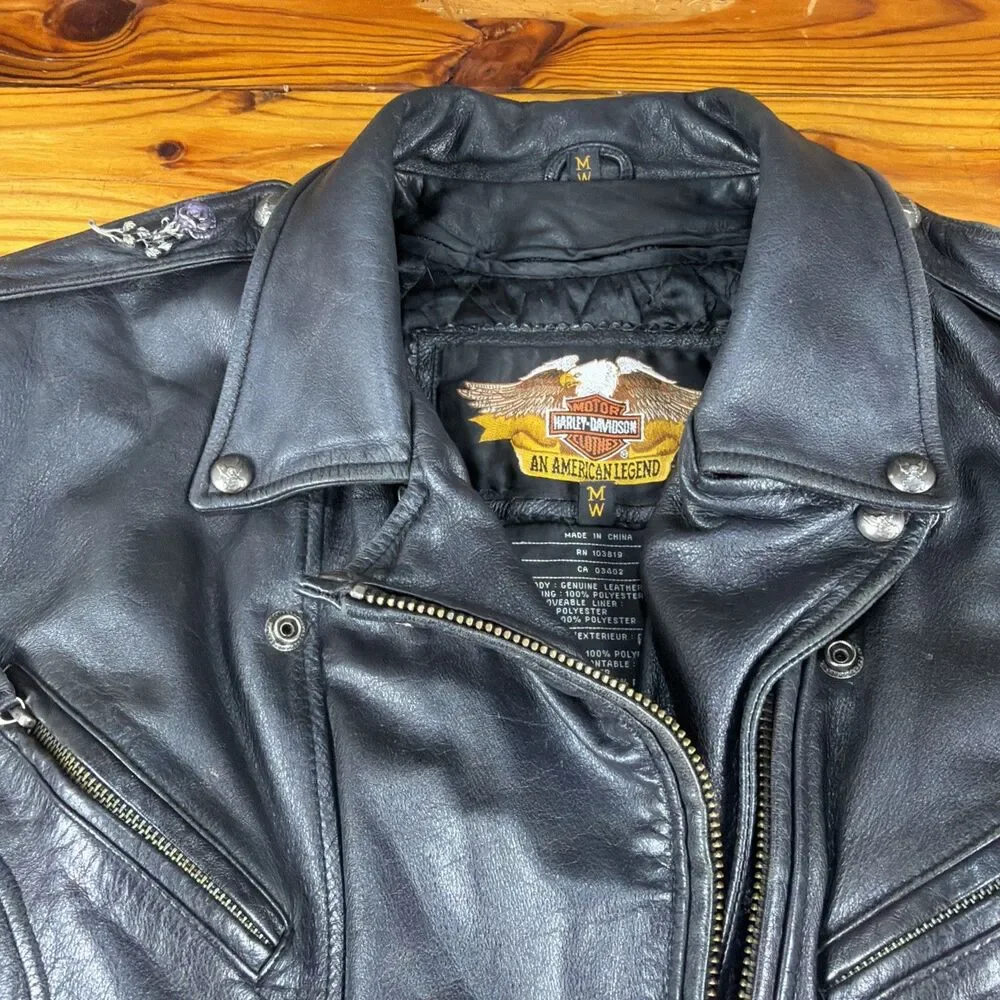 womens harley davidson leather jacket medium Vintage 2004 Removeable Liner!